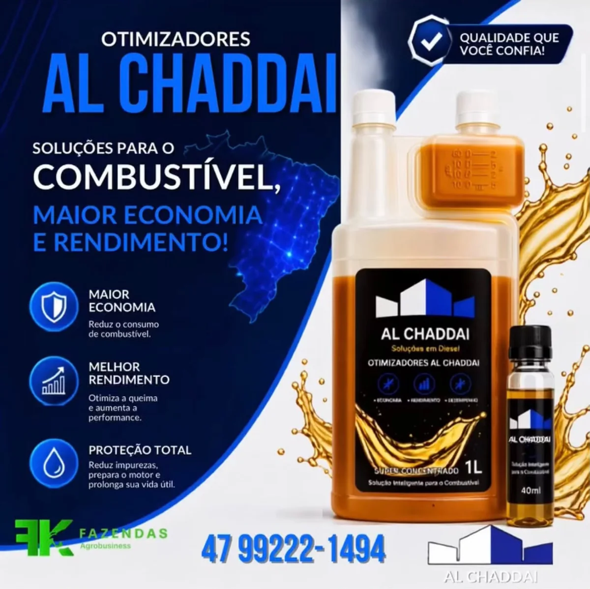 Optimizadores de combustible Al Chaddai comercializados por FK Fazendas